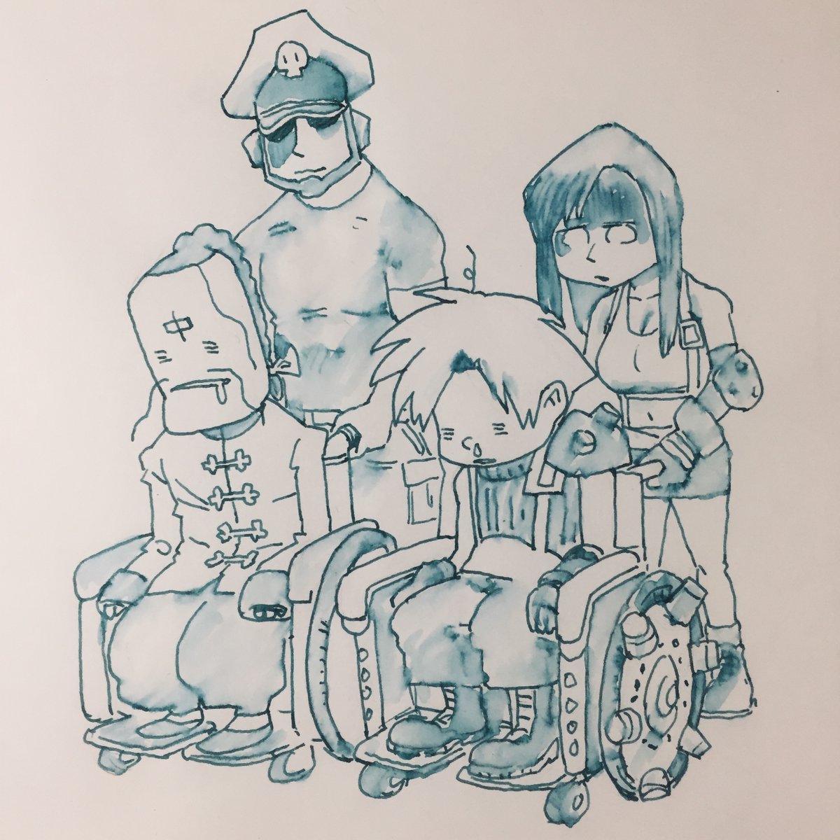 アカハナドラゴン イラストレーター Ff7リメイク発売ということで 当時ショッキングだった車椅子シーンをw Ff7remake 万年筆らくがき