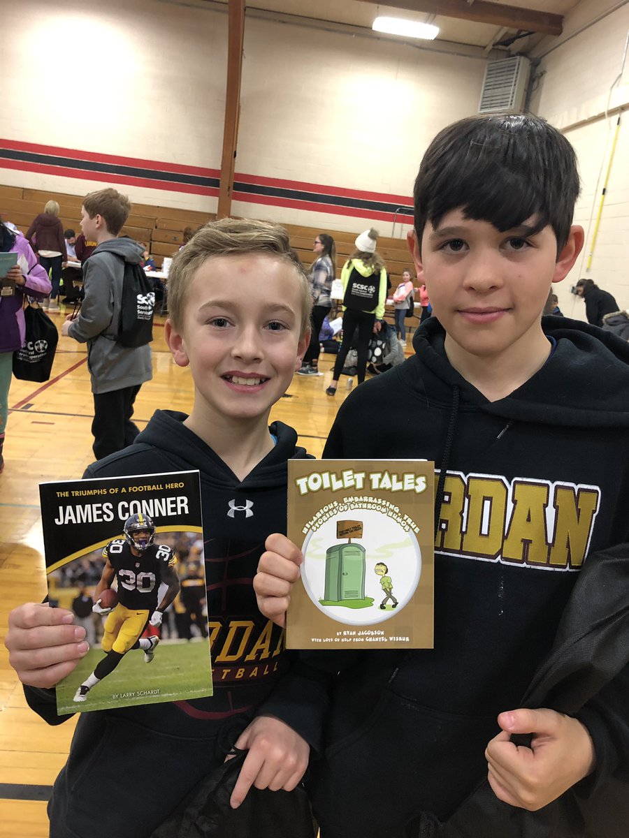 Yep!  “Toilet Tales” is a book.  Whatever gets them reading😉!   Here are 2 of our 5th graders enjoying the Young Writers Conference today in Mankato.  Great day filled with lots of inspiration.