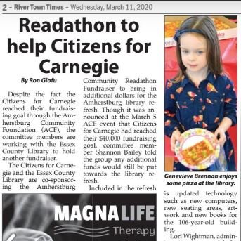 AmherstburgCF's tweet photo. Don't forget! 
The Citizens for Carnegie/@EssexCountyLib Readathon fundraiser runs all through March. Stop by the library to pick up your pledge form &amp; start reading!
Prizes baskets for three age groups are full of generous prizes from local Amherstburg businesses! https://t.co/Wh2APXzH7m
