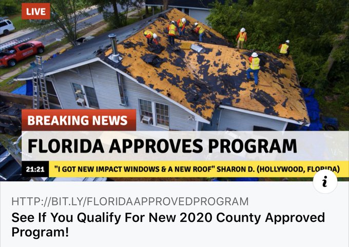 ProgramFlorida's tweet image. Hey Florida, you voted for it! Now see if you can qualify for the county approved program that helps you get new windows, doors, and even a new roof! Increase the VALUE AND COMFORT of your HOME!

Click to get qualified in 60 secs!
bit.ly/FloridasCounty…