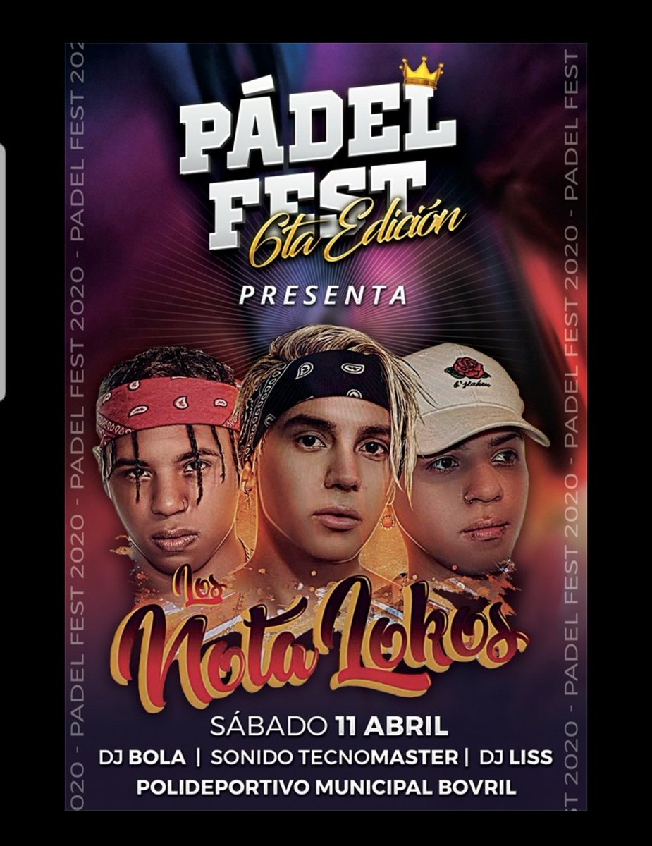 PadelFest's tweet photo. A PEDIDO DE USTEDES GENTE😎

11 DE ABRIL, SHOW EN VIVO🔥

SE VIENE UN FINDE NO TAN SANTO🙈😈💣✍👑💥🤗💃🔥🕺

Y VOS??? MANIJAAAA?? 

DE LA MANO DE LO MEJOR DE LA ZONA @TecnoMasterA 

#PADELFEST2020  DALEEE, QUE SE VENGAAAAAAA😈💣😎💥✍👑😁🍻🎶🕺💃🔥🔥🔥🔥 https://t.co/wqmkGYwTPp