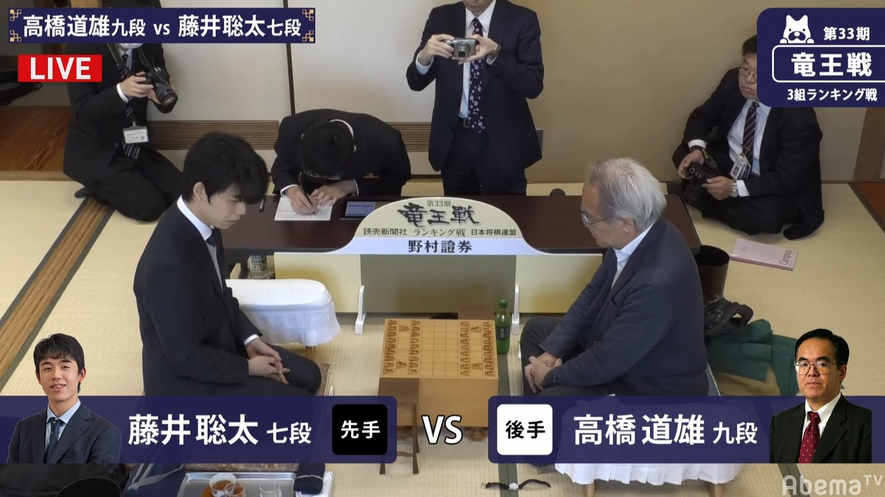 高橋道雄九段vs藤井聡太七段 竜王戦3組ランキング戦 40ch Net