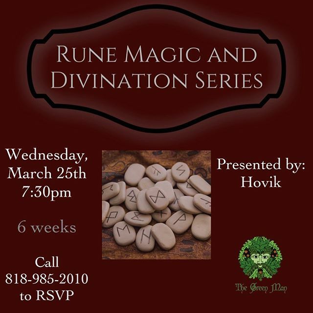 HGmagick's tweet photo. The runes are so full of magic and mystery. Let me show you how to unlock the potential! Be sure to call and sign up... 818-985-2010 
#thegreenmanstore #witchcraft #magic #paganism #runes #divination #elderfuthark #norserunes #occult #metaphysicalstore #class #witch #clairvo… https://t.co/UfhIEtOlpU