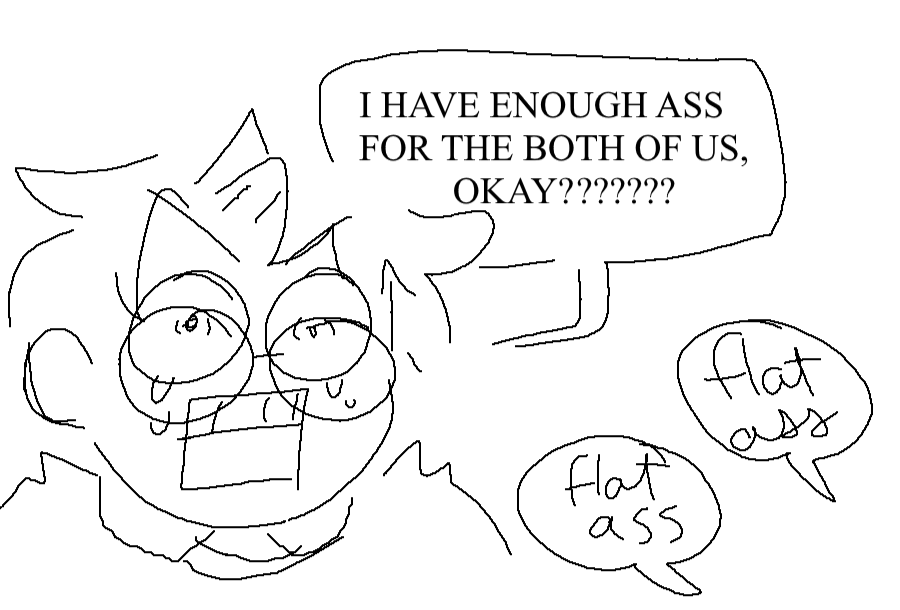 doodle comic about jon havin a flat ass 