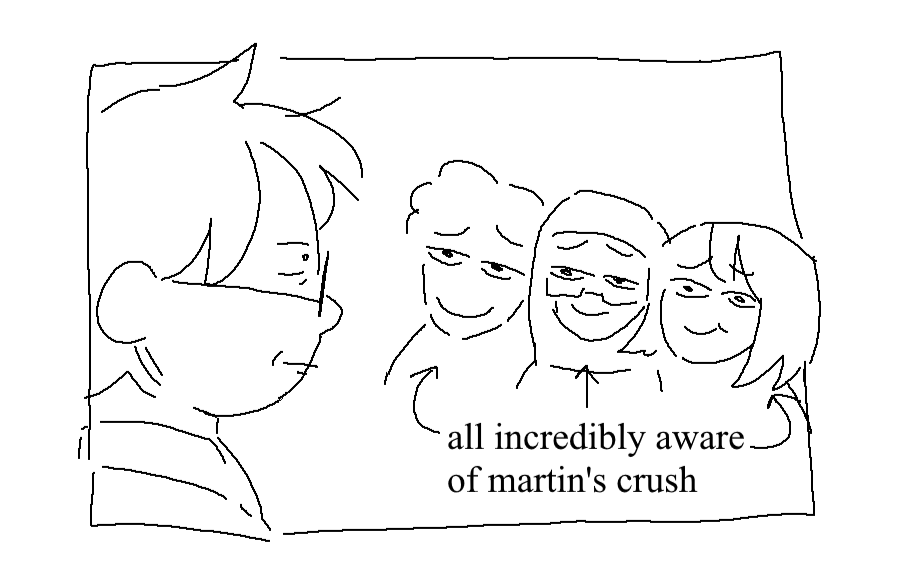 doodle comic about jon havin a flat ass 