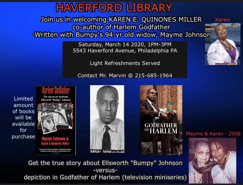 KarenEQmiller's tweet image. This Saturday in Philadelphia . . .

#BumpyJohnson #GodfatherofHarlem
#HarlemGodfather
#BlackHistory 
#KarenEQMiller