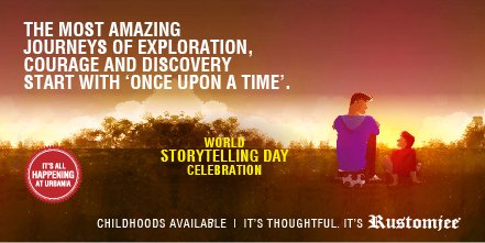 RustomjeeSpaces's tweet photo. The World Story Telling Day – Voyages
Date: Sunday, 22nd March 2020
Time: 11am - 12.30pm
Fee: Rs 250 per child
Register now: https://t.co/EQ7Bpl2I1Q
Or please call: 9819094929 | 9819060920 #RustomjeeUrbania #LeonsWorld #HappeningUrbania #Thane #ChildhoodsAvailable https://t.co/tTWIp0QYjm