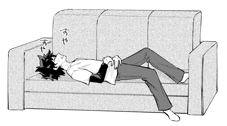口をあけて寝るタイプの緑谷 