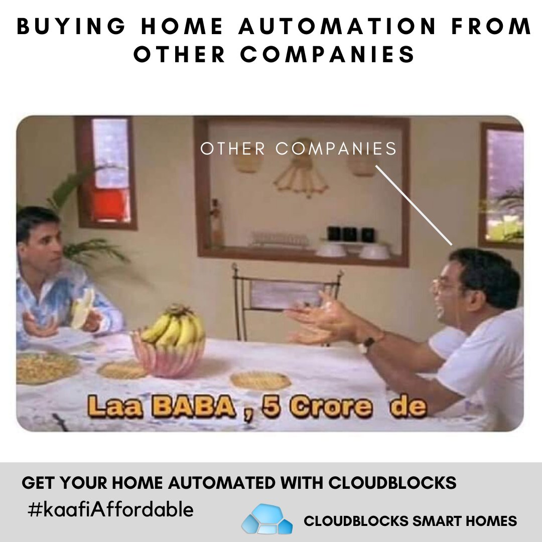 cloudblocks_cb's tweet image. Buying Home Automation From Other Companies!

#homeautomationmeme #homeautomation #homeautomationindia
