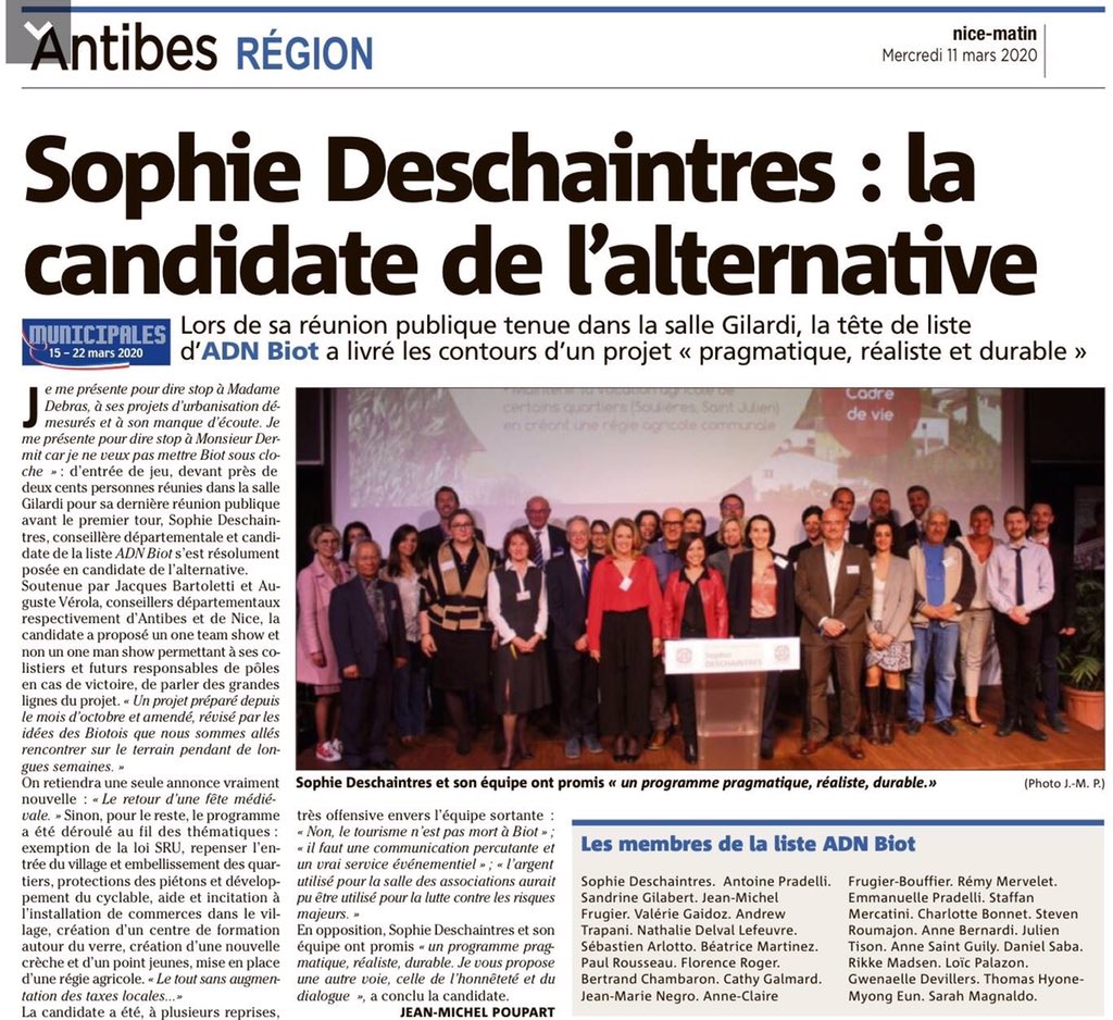 sofdeschaintres's tweet photo. Belle réunion publique pour vous convaincre avant le 1er tour! Notre équipe #ADNBiot, Apolitique, Dynamique et Nouvelle est la seule alternative pour un Biot Authentique, Durable et Novateur 🙌. Votez l’équipe #ADNBiot avec Sophie Deschaintres le 15 mars. #Biot #Municipales2020 https://t.co/c5x7Kzv9vm