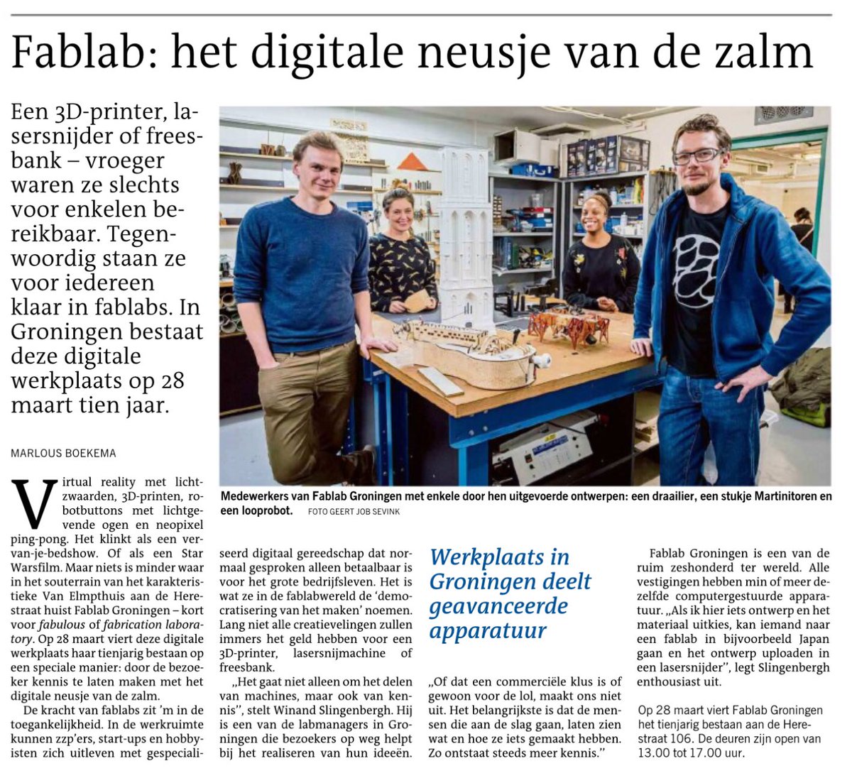 Collega’s <a href="/fablabgroningen/">FabLabGroningen</a> in de krant <a href="/WSlingenbergh/">Winand Slingenbergh</a> <a href="/ScienceLinX/">Science LinX-Faculty of Science and Engineering-UG</a>