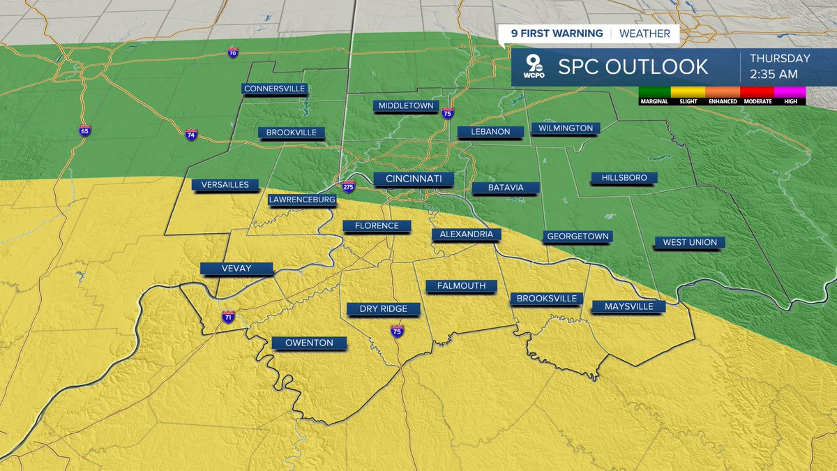 Jennifer Ketchmark On Twitter The Latest Map Is Out From The Spc And The Risk For Severe Weather Has Increased For Northern Kentucky And A Few Of Our Indiana Counties Damaging Winds