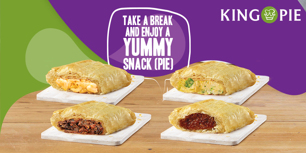 Kingpiebrand's tweet photo. The Snack Pie is fierce and flavoursome, perfect for that in-between meal moment. Have you tasted one of our four awesome flavours yet?
Sticky Rib
Mac & Cheese with Salami
Creamy Veg
Hot Dog
Let us know which oneโs your fav! #KingPie #SnackPie https://t.co/SlpxiK7vLB