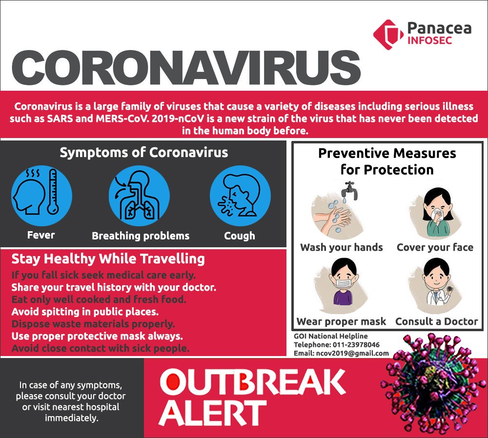 WHO declares coronavirus a global pandemic. Basic protective measures against the new coronavirus. 

#coronavirus #pandemic #panaceainfosec