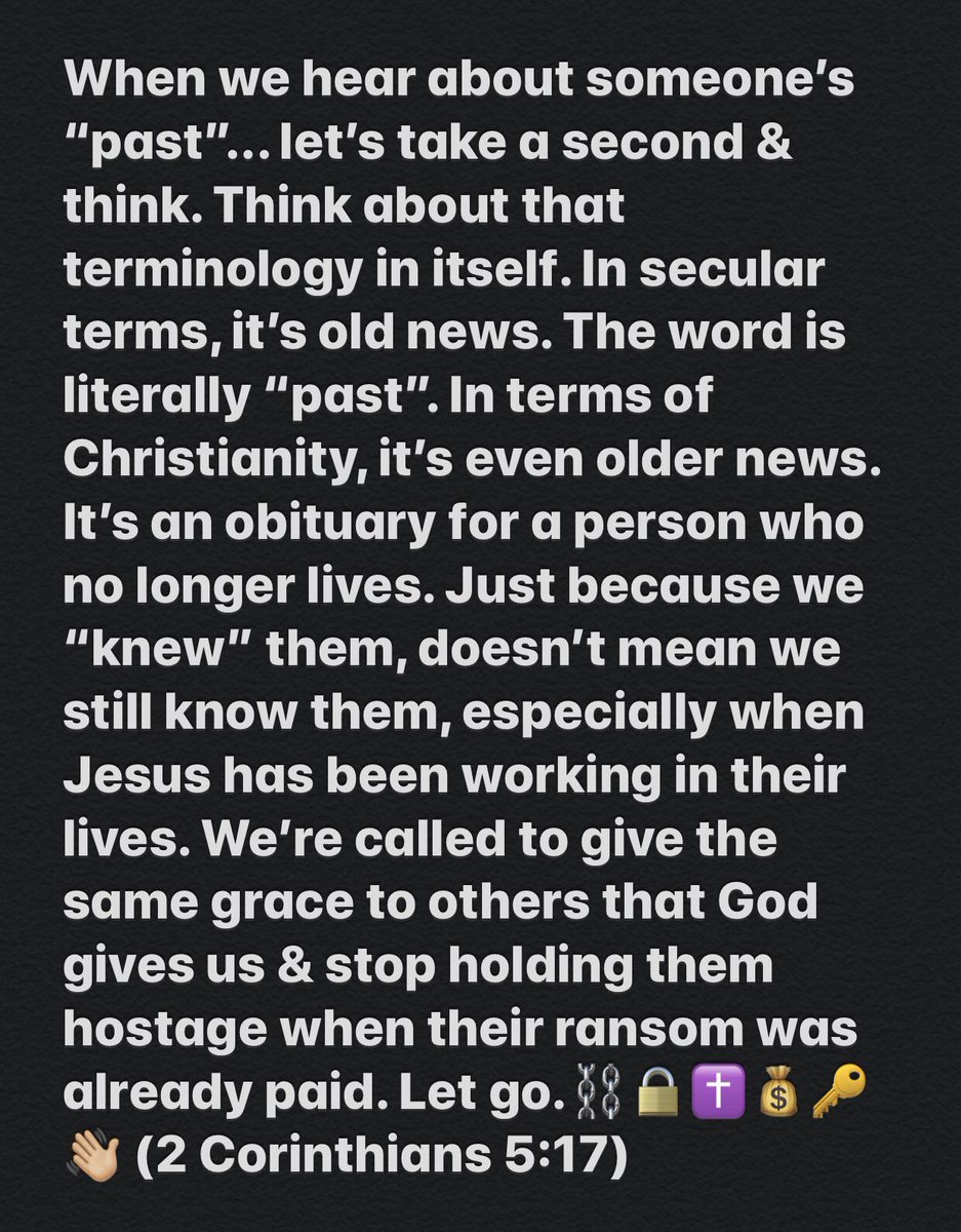 ProdigalPreachr's tweet photo. They “knew” you but now you’re “new” you. We all have a past, but we don’t have to remain a hostage or keep hostages. Our ransom is already paid. Let go. Move on. #newyou #letgo #youarefree #Jesuslovesyou #Iloveyougodlovesyougodblessyou #theprodigalpreacher @ProdigalPreachr https://t.co/0Nzq7Fniwr