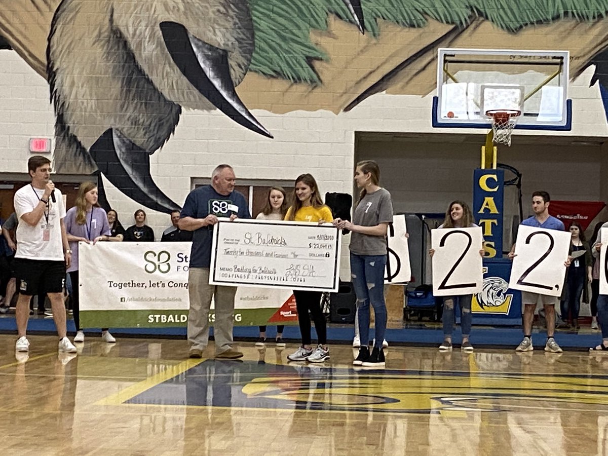 LexingtonSIA's tweet photo. Our spring pep rally ended with the revealing of our current St. Baldrick’s total for our Batting for Baldrick’s week...$22,014.13!!! You made this possible WILDCATS! We are hoping this helps brings a cure for pediatric cancer. @LHSWildcatsLex1 @StBaldricks https://t.co/NnBRJW57KY