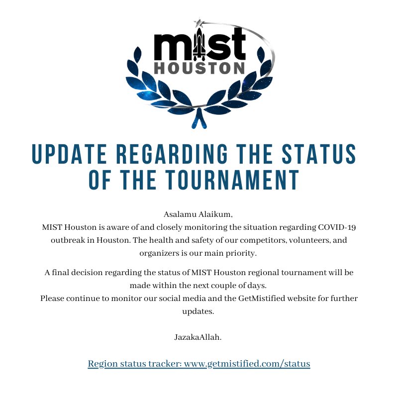 Statement regarding the coronavirus. Region status tracker: getmistified.com/status