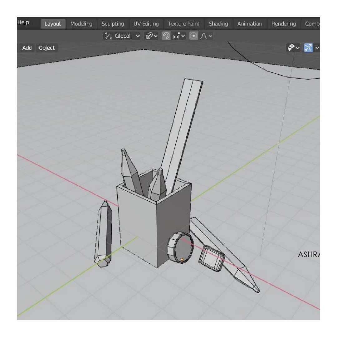 MrAshraq's tweet photo. Warm up exercise for 3D animation class. Topic on how to add materials onto objects by using #Blender3D https://t.co/kXszwUzWVJ