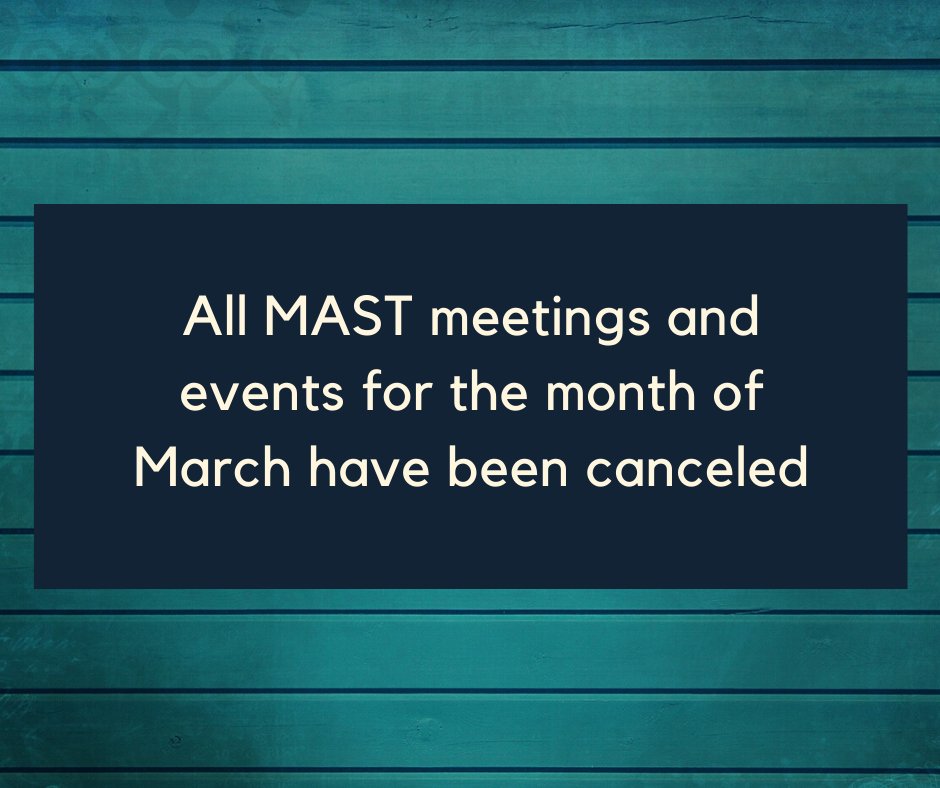 MASTMadison's tweet image. Because sometimes the best way for us to stand together is to stand a little bit farther apart... 😬

Due to the COVID-19/Coronavirus outbreak, all MAST meetings &amp;amp; events for March have been canceled.

Be safe, wash your hands &amp;amp; we'll see you on the internet ♥️