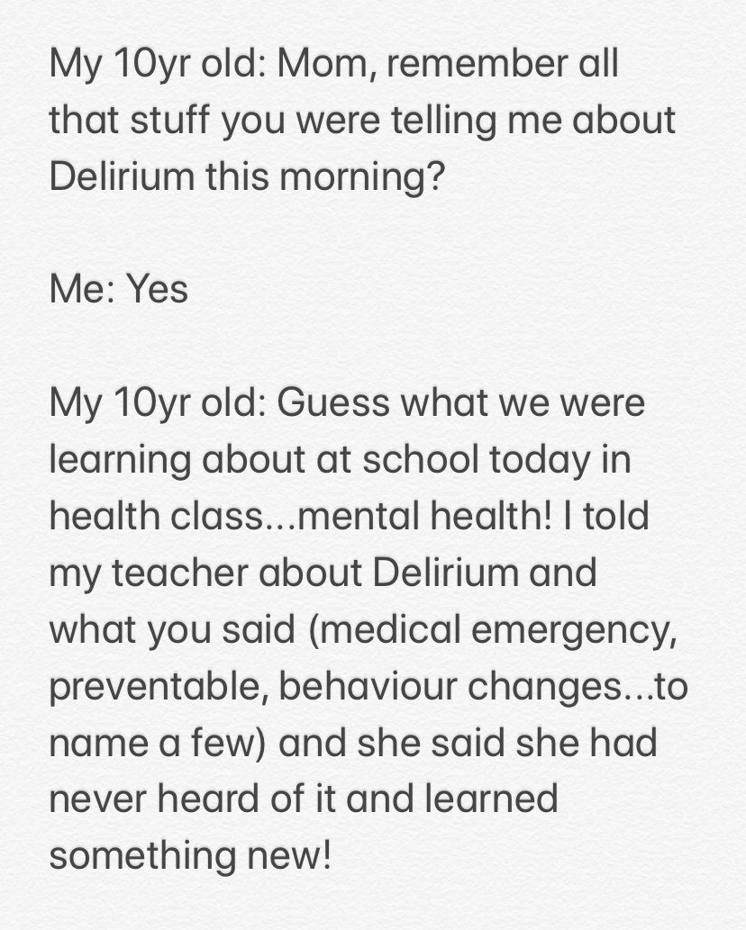 nhooper81's tweet photo. You can learn and raise awareness of #Delirium at any age! #WDAD2020 #ProudMom #childrenaresponges #allbecauseofaquestiononashirt #futureinhealthcare #frail #seniors #NSMSGS https://t.co/BCXq7RV4gV