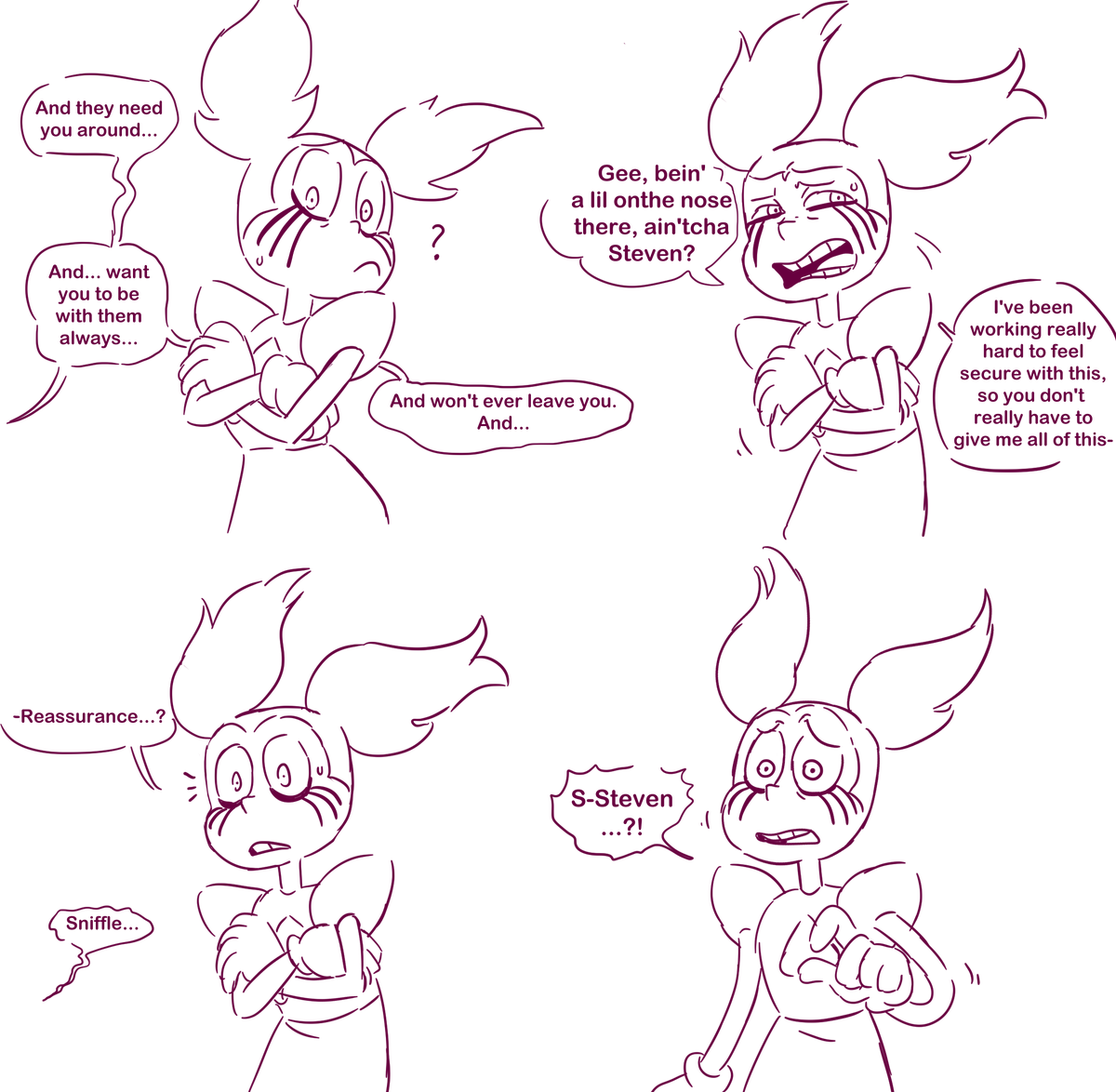 Reassurance

Shippers please do NOT touch this post, this is purely platonic brother/sister type feels. This wasn't made for shipping. 