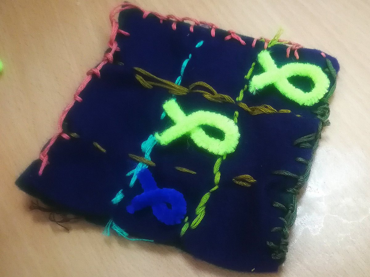 #grade1 student stitched a lovely tic tac toe bag #STEM #education