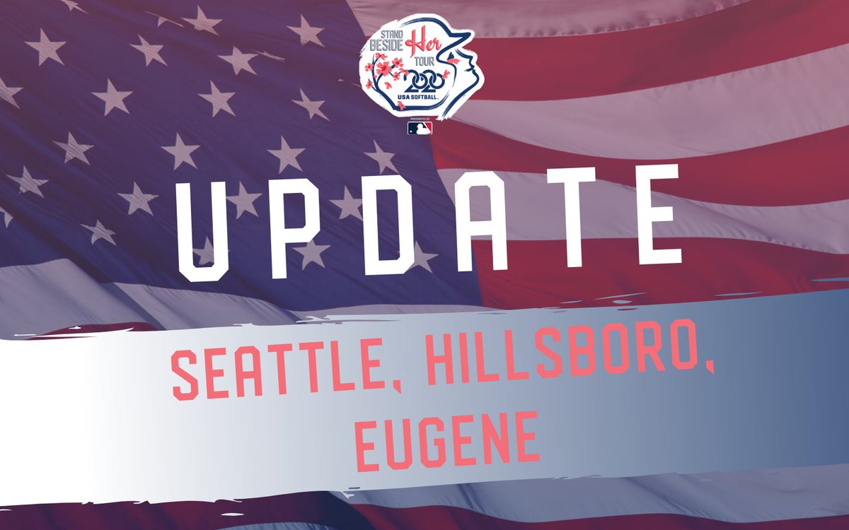 USASoftballWNT's tweet photo. Important update regarding the "Stand Beside Her" tour stops in Seattle, Hillsboro and Eugene.

» https://t.co/uhCKZe7NW2 https://t.co/WZygrXai6I