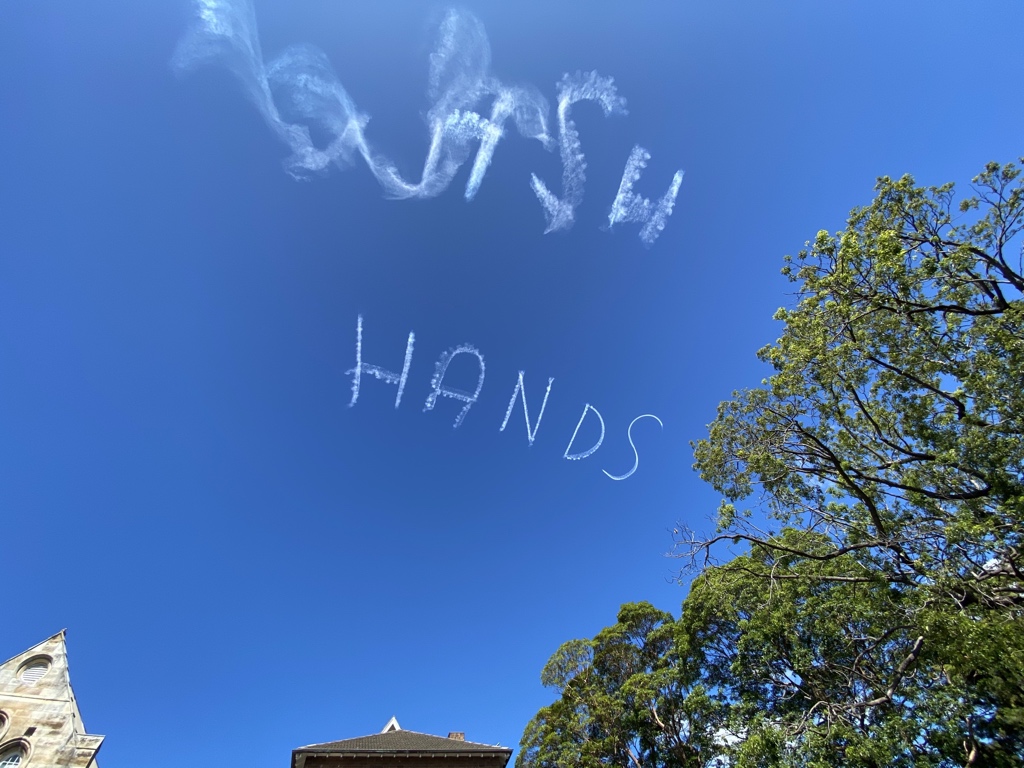 Timely public health message writ large over inner-west Sydney this afternoon: