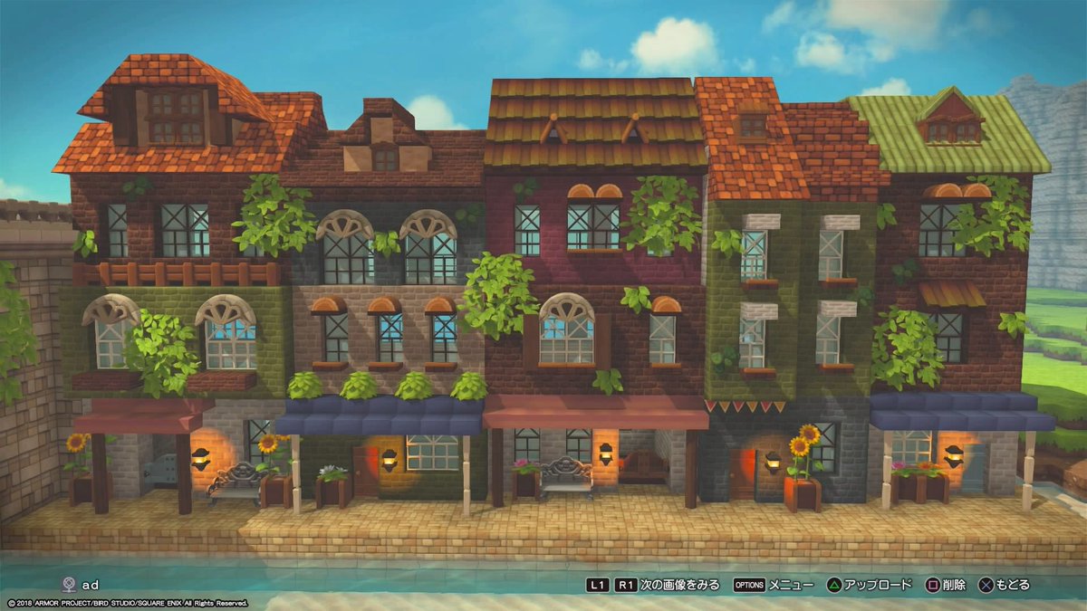 Asupara Ad Ar Twitter みなとまち 仮置き 壁と屋根 もさもさ 船 昨日作った港町の向かい側も完成しました 染色した砂町のレンガカベどの色合いも可愛い ビルダーズ2 ドラゴンクエストビルダーズ2 Dqb2