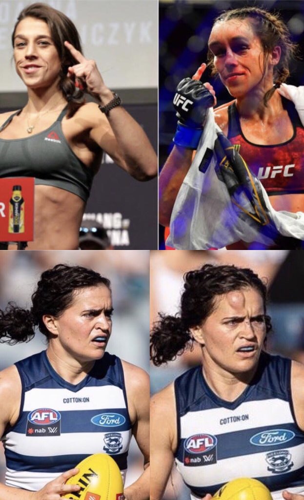 First thought after seeing <a href="/ufc/">UFC</a> 243 was of this moment in <a href="/aflwomens/">AFL Women's</a> same same? Sorry Meg Mac!