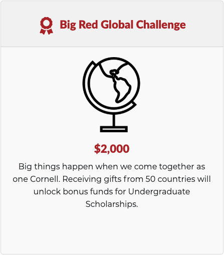 CornellAlumni's tweet photo. Cornellians are making a global impact daily! To show just how widespread that impact is, #CornellGivingDay gifts from donors in 50 different countries unlock the Big Red Global Challenge and Undergraduate Scholarships will receive $2,000 in bonus funds. https://t.co/Yp7Q9j9VRN https://t.co/9JShftZY8G