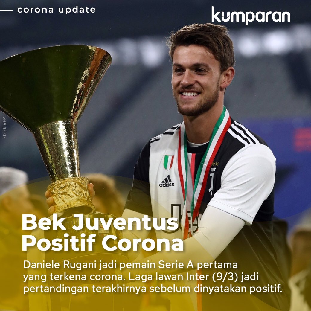kumparan's tweet photo. .@juventusfc mengonfirmasi bahwa @DanieleRugani terinfeksi virus corona. Inter Milan langsung mengumumkan bahwa klub memberlakukan prosedur isolasi. Hal ini katena Inter merupakan lawan terakhir Juventus sebelum Rugani dinyatakan positif. #BreakingNews https://t.co/bixGBOiJ6c https://t.co/5OKYjdJkfU