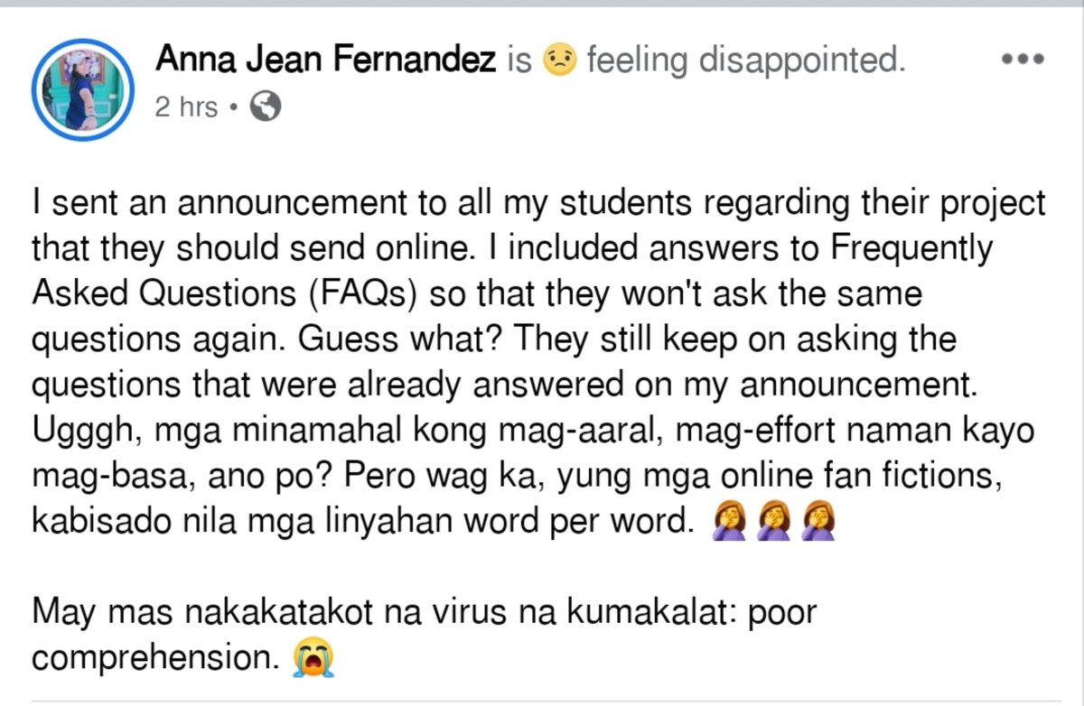 annajeanf's tweet photo. #COVID2019 versus #poorcomprehension

Guess we'd all be perished due to poor reading comprehension. 🤦‍♀️🤦‍♀️🤦‍♀️ #onlinelearning #StaySafe https://t.co/yS7J37C3w3