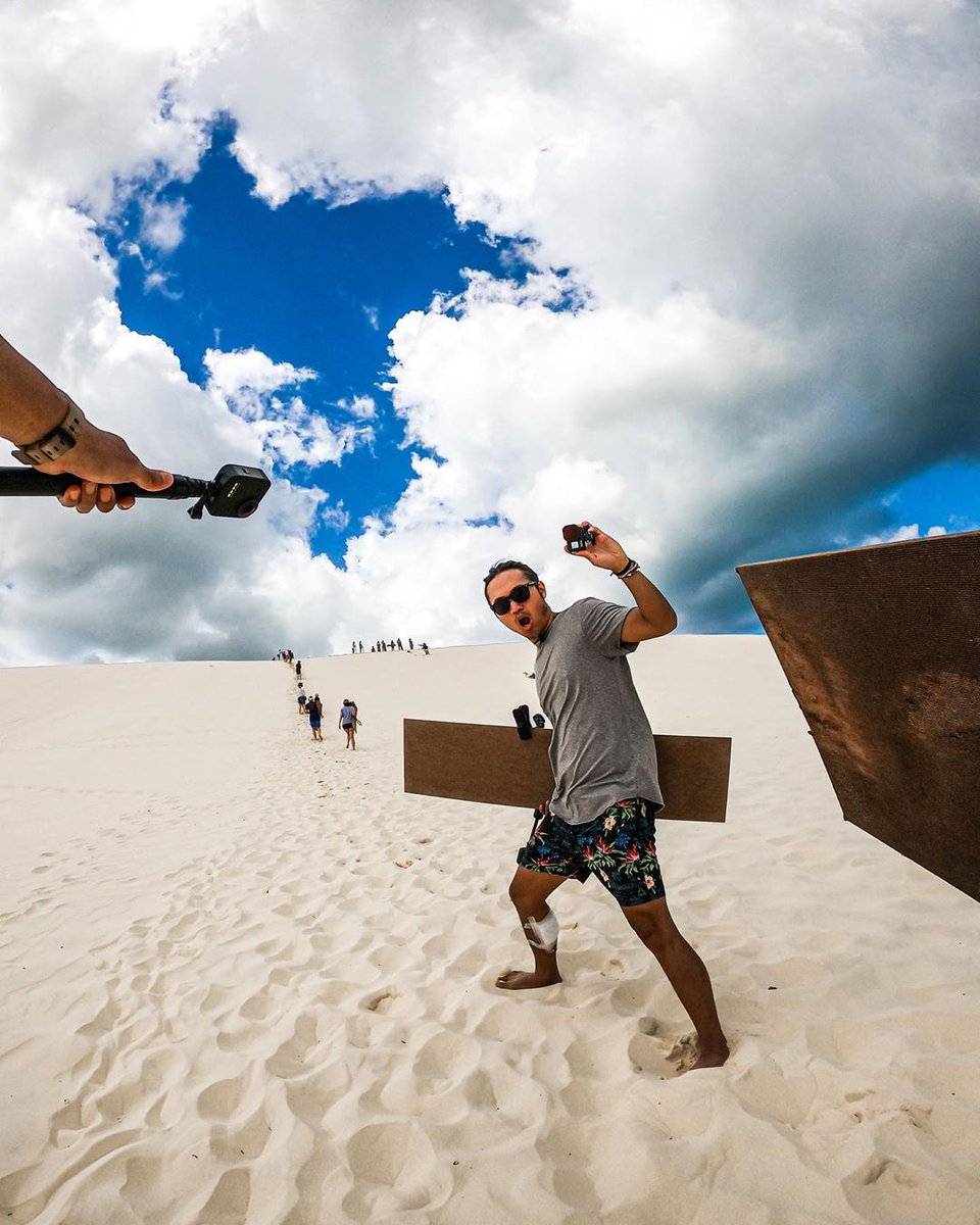 Heading up the dune to speed down on a sand toboggan ride! 😎 @jitsslo