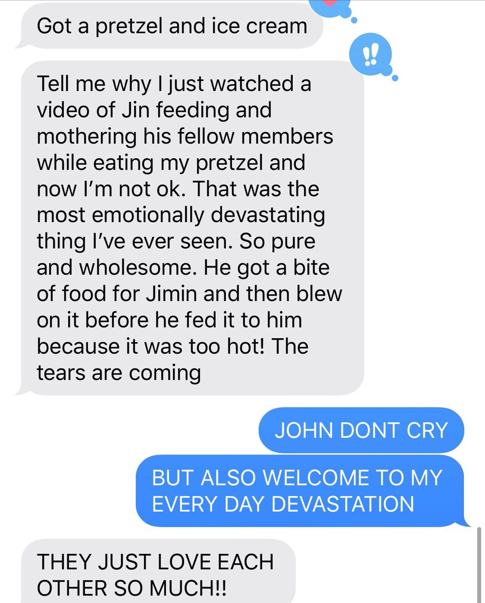 Real talk. John was having a hard day worried his study aboard trip for school would cancelled. To cheer himself up he started watching BTS videos and in his vulnerable state it made him more emotional. Our sweet John. Send some love. He’s sending love right back to us. 