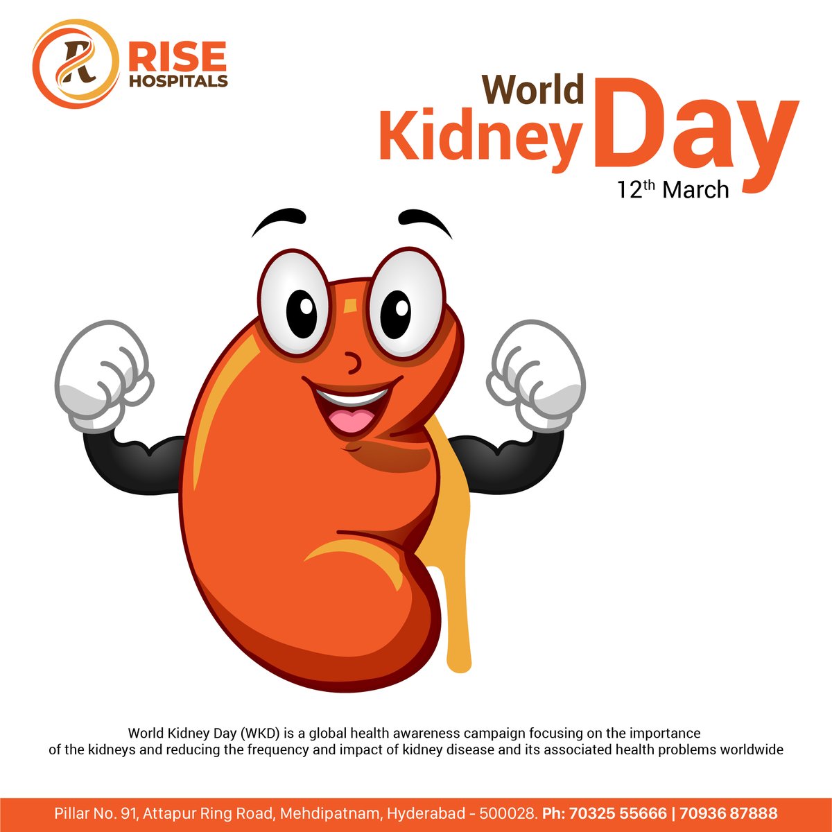 RiseHospitals's tweet photo. World#KidneyDay - 12th March.

#WorldKidneyDay (WKD) is a global health awareness campaign focusing on the importance of the #kidneys and reducing the frequency and impact of #KidneyDisease and its associated health problems worldwide

 #WorldKidneyDay2020 #KidneyProblems #WKD https://t.co/sGSCEN2GgD