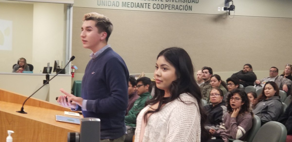 Omar Caillas and Meidy Manzo of <a href="/WHSWildcatz/">Willie Wildcat</a> report on what's happening at their school to the Board.  #allineveryday
