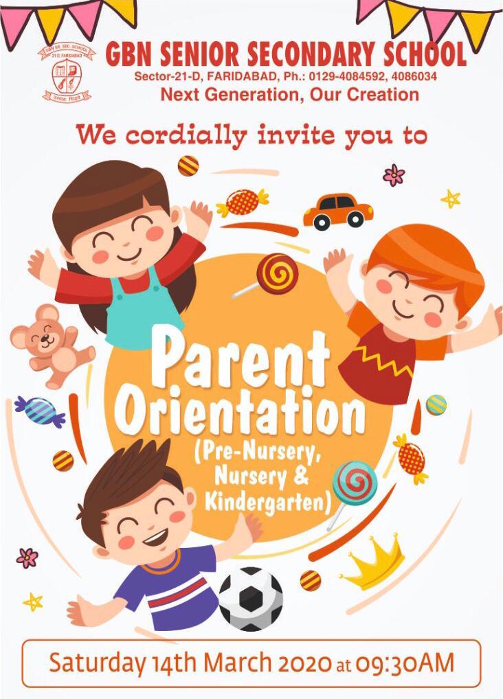 Gbnsrsecschool's tweet photo. The New Beginning And To Establish An Everlasting Bond 
GBN  School,  Welcomes Whole Heartedly The New Parents Of Pre-Nursery, Nursery And Kindergarten To The Orientation Day On 14.03.2020 To Give The Gist Of School’s Vision For The Upcoming Session. #gbnsrsecschool21d #gbn https://t.co/uZQpG0ClgD