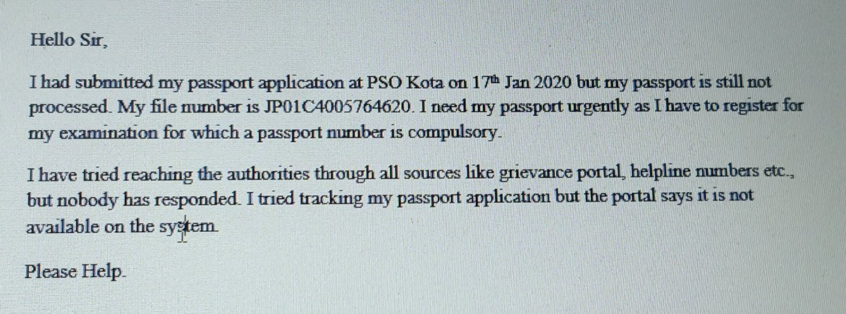 2696Arpit's tweet photo. @DrSJaishankar 
@passportsevamea @rpojaipur https://t.co/HpGy7phRzj