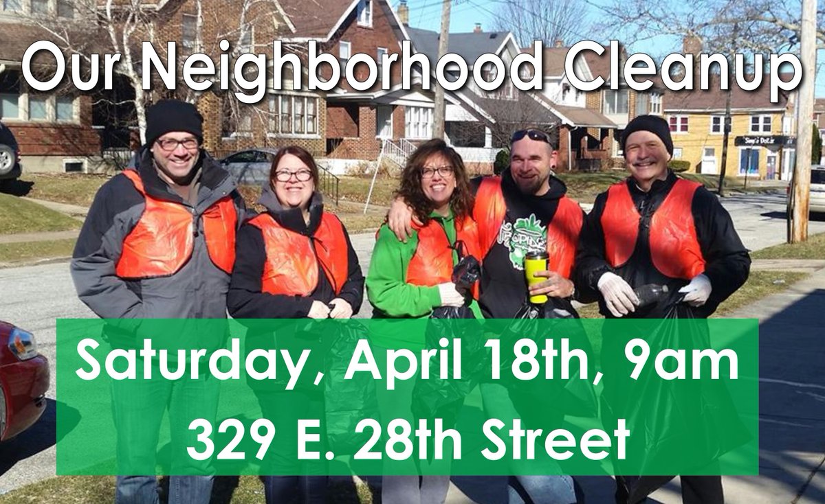 Here's the new promo pic for Our Neighborhood Cleanup, coming up in April. We're meeting at the empty lot we're in the process of purchasing on E. 28th Street. Hard to say what the next month will bring but we are always ready to work and improve our part of #Erie @ABeautifulPA