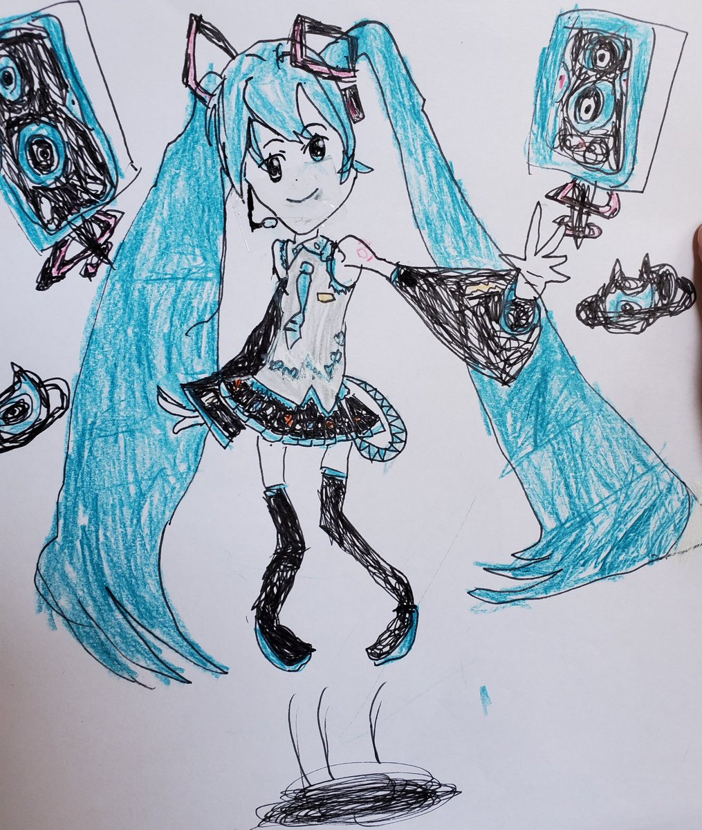 hatsune miku 1girl long hair twintails solo thighhighs skirt very long hair  illustration images