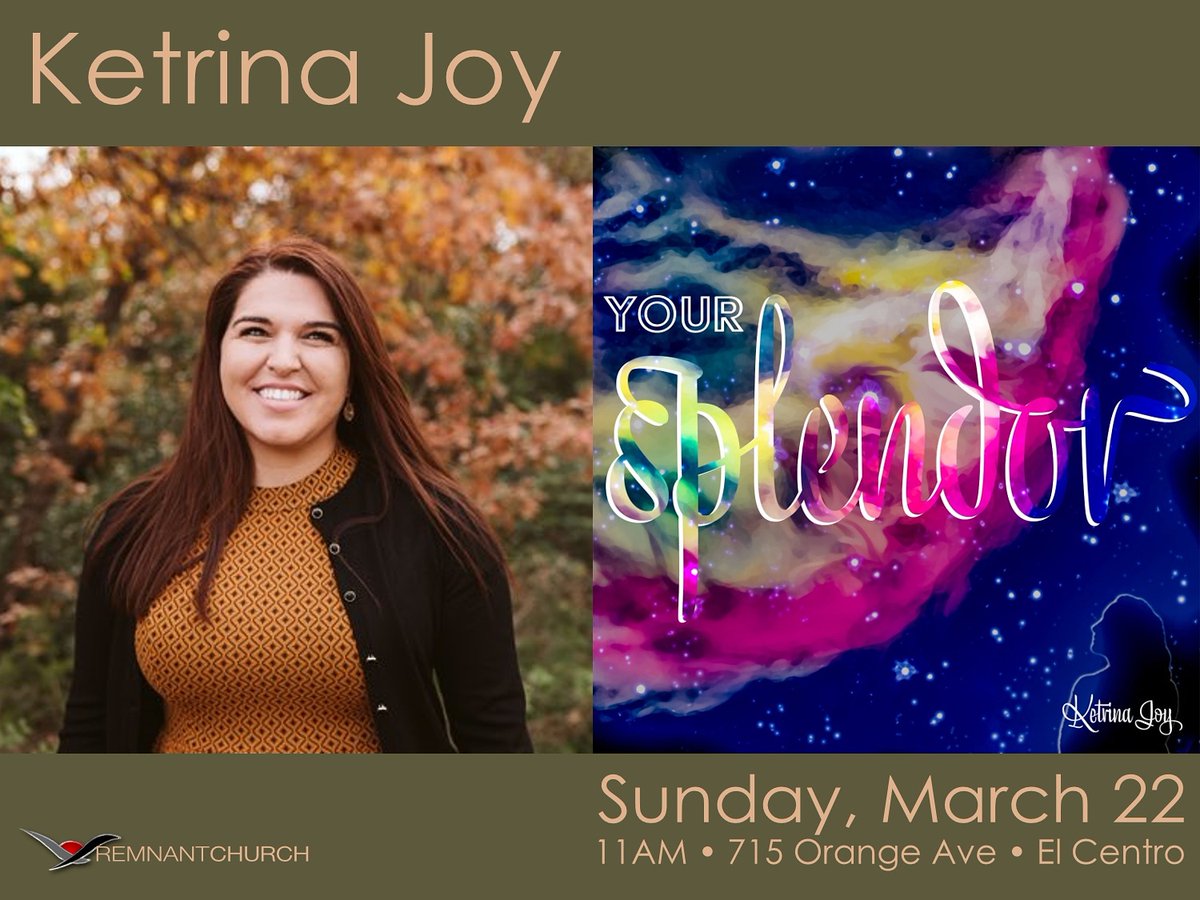 RemnantChurch's tweet photo. Join us Sunday, March 22, for a special time of #worship with @KetrinaJoy!
Ketrina leads worship at Eastside Community Church in Dallas, TX, recently released her first album, #YourSplendor. π
#youtube channel https://t.co/RPnqoDBnW7
#worshipmusic
#remnantchurchiv
#ketrinajoy https://t.co/ephkMMoEfy