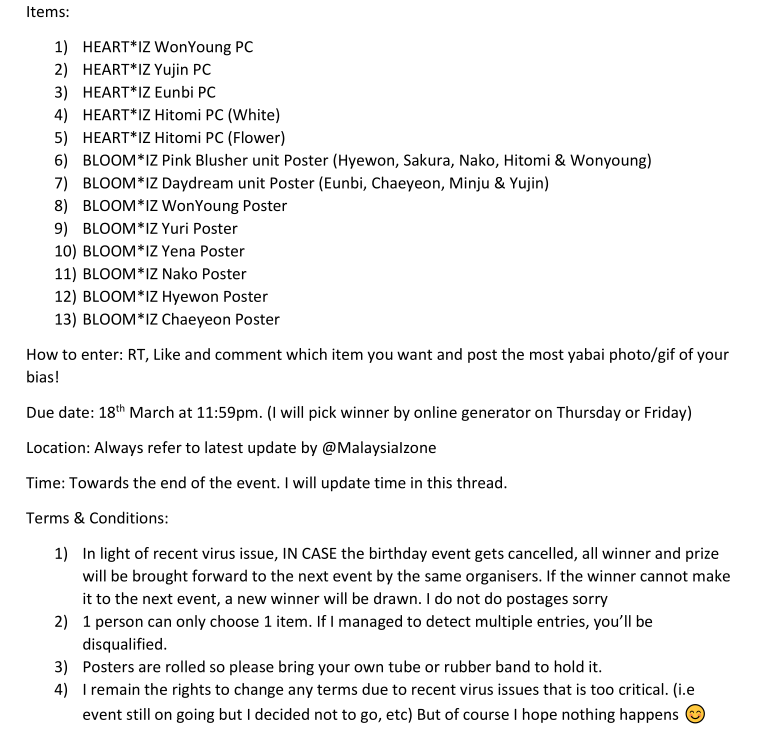 wizvengers's tweet photo. [#MASS #GIVEAWAY] To celebrate #500DaysofDreamWithIZONE, I'll do a GA for MyWIZ who will attend Sakura’s birthday event by @MalaysiaIzone below. GA will be hand passed &amp; no postage. 13 prizes! Kindly read photo below for entry details! #IZONE #아이즈원 @official_izone
-Agent12- https://t.co/8uFzE8sgHX