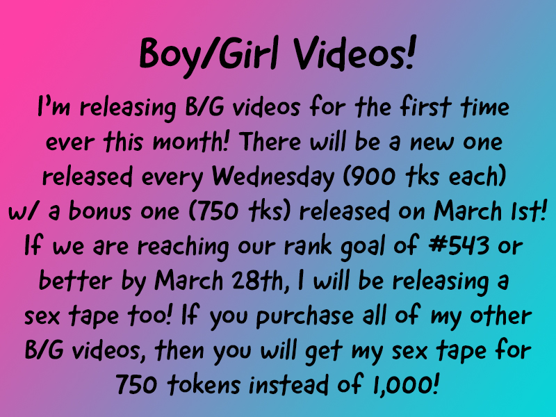 More info on the B/G videos that I'm releasing this month: