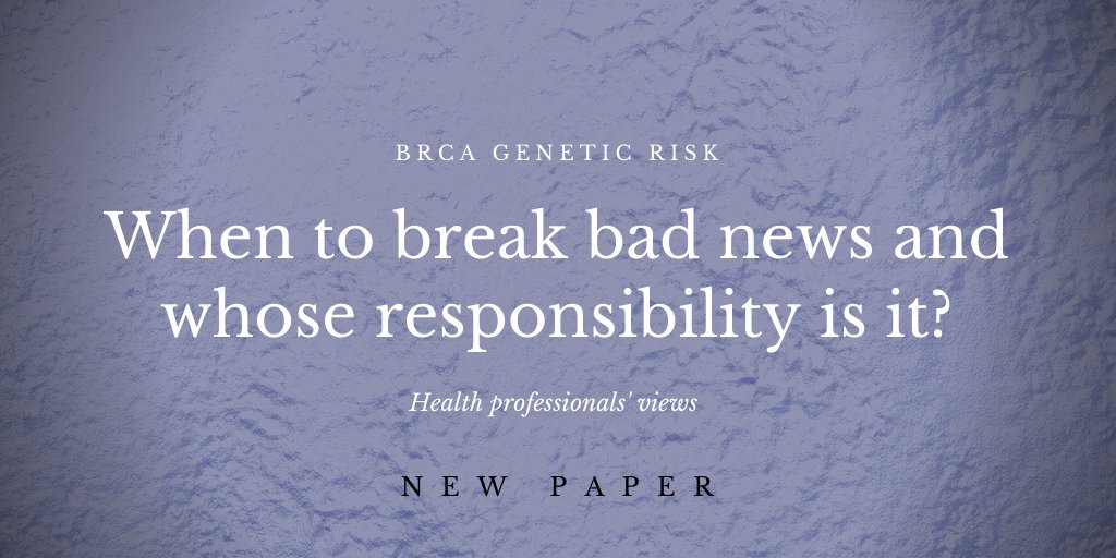 AlisonYoungAU's tweet photo. New paper exploring two questions:
1.When would you recommend parents tell their children about their #BRCA genetic risk?
2.Who is responsible?
#Gentalkstudy #hereditarycancer #geneticcouselling #genetics #gcchat #HBOC
https://t.co/upOP6sNUTx
@CEwakefield https://t.co/zKD6eujTea