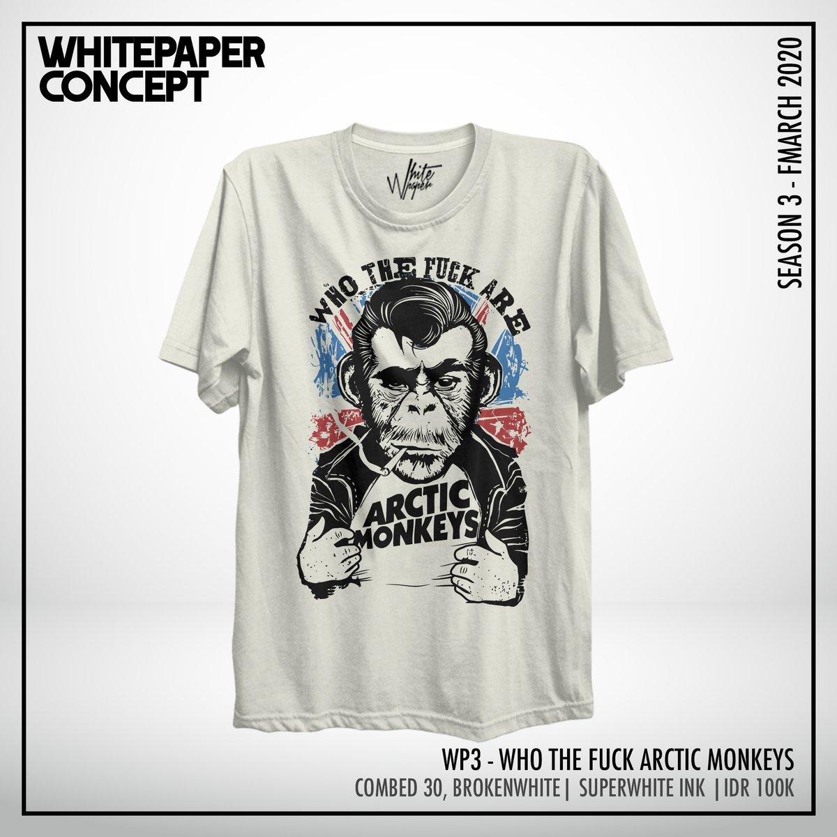 [PRE-ORDER] 
WPC SEASON 3 Apr'20
WP3 - WTF Arctic MOnkeys
IDR 100K exclude shipment

Color: Navy
Fabric: Cotton Combed 30s
Print: Superwhite Ink
Size: S - 3XL
long sleeve add IDR 10K

#Kasus25 #KAILawanCorona #Haaland #TomHanks #Liverpool #GetWellSoon #Rektor #KamisAmbyar