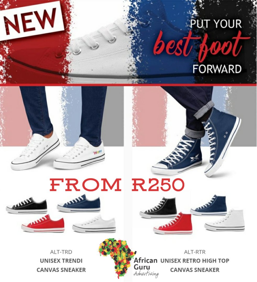 AfricanGuruAdv's tweet photo. Corporate workwear from African Guru Advertising will enhance your BRAND's awareness 🧢👕🧣👓
NEW on offer are our branded Sneakers👟👟 
#AfricanGuru #AfricanGuruAdvertising #Promo #Giveaway #CorporateGifts https://t.co/BHVh7HZKxh