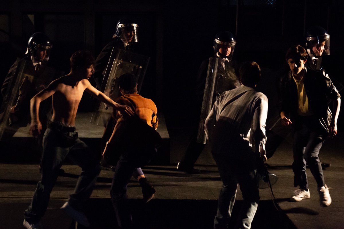 RadleyTheatre's tweet photo. It's opening night!! Bitter disputes and confrontations flood the stage as the miners and Government clash over pit closures. #Wonderland #RadleyDrama @RadleyCollege https://t.co/2z2eIOItAE