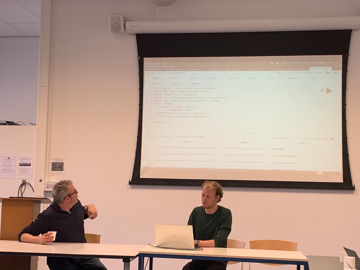rlzijdeman's tweet photo. Bold live demo of their newly build @CREATE_UvA databrowser/triplestore with databases like #Ecartico and #onStage available via https://t.co/YBBijscQQH #rawDataNow https://t.co/eBU8Pb5XLe