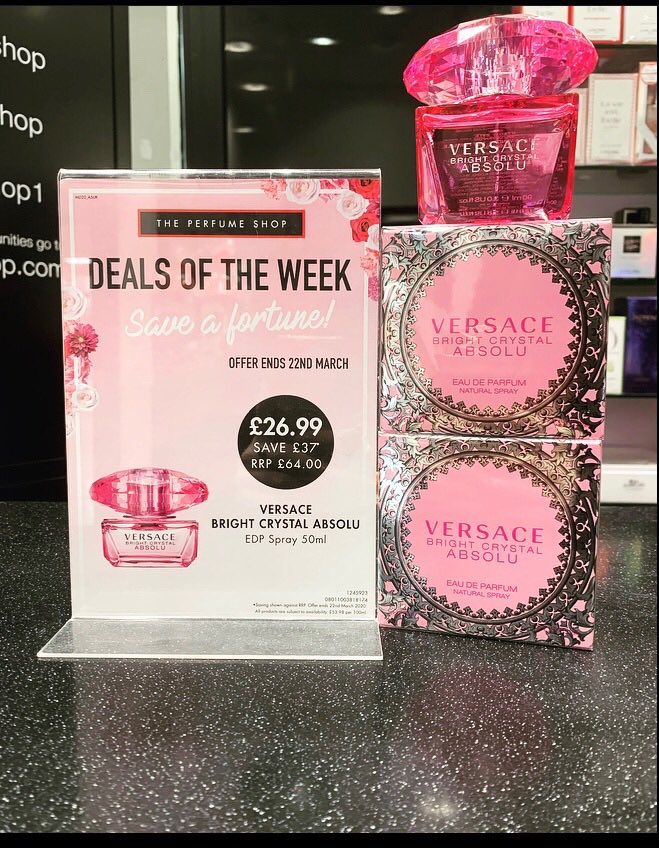 TPSMetro's tweet image. FABULOUS new Deal of the Week, Versace Bright Crystal Absolu 🌸 the intense version of the most beloved jewel-fragrance, where the essence of Bright Crystal is enhanced to the extreme. Soft and feminine; bursting with Roses, Jasmine and Raspberry! @TPSPeople @LowdonEmma
